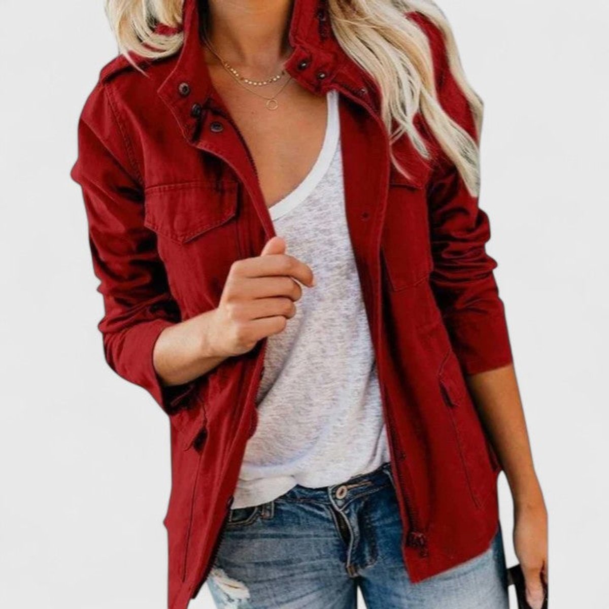 Women's Drawstring-Waist Lightweight Utility Jacket