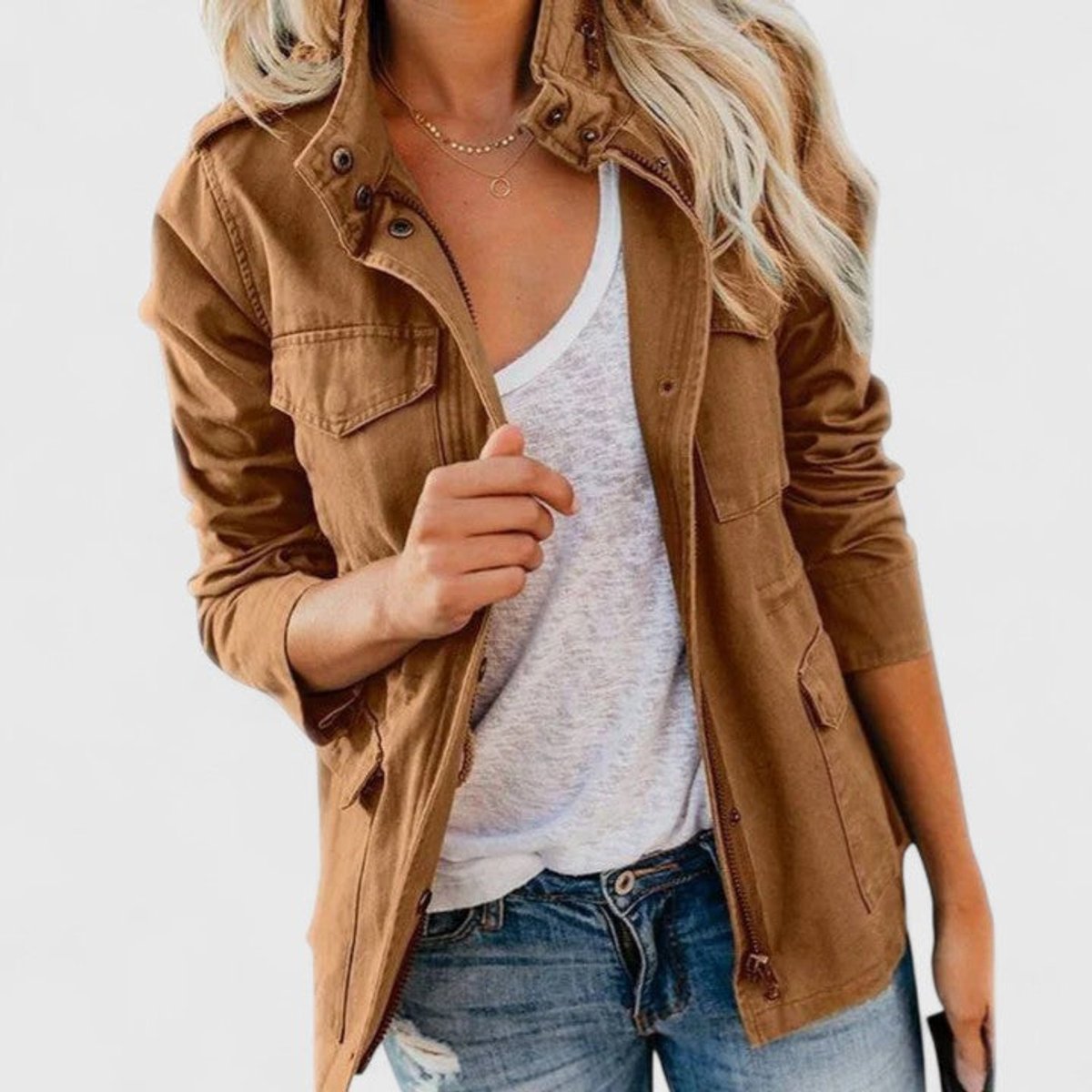 Women's Drawstring-Waist Lightweight Utility Jacket