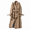 Women's Check-Lined Double-Breasted Longline Trench