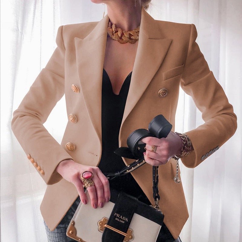 Women's Tailored Double-Breasted Gold Button Blazer
