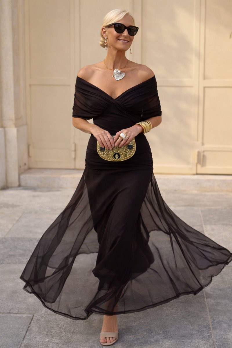 Women's Floaty Chiffon V-Neck Occasion Maxi Dress
