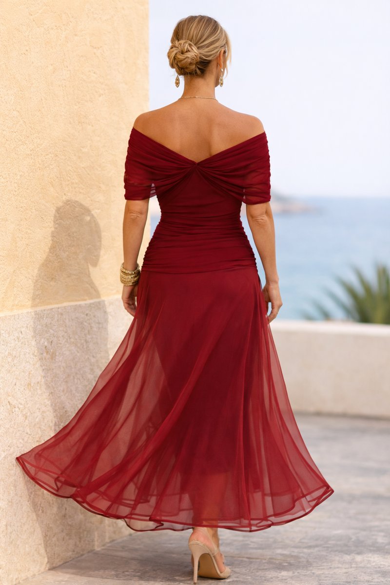 Women's Floaty Chiffon V-Neck Occasion Maxi Dress