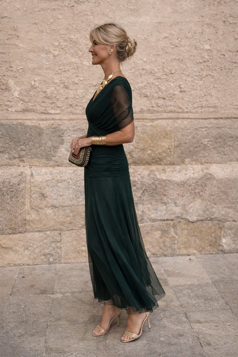 Women's Floaty Chiffon V-Neck Occasion Maxi Dress