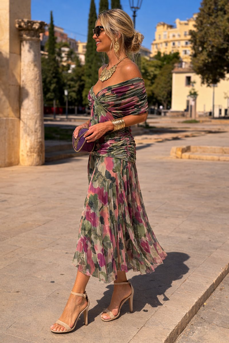 Women's Floaty Chiffon V-Neck Occasion Maxi Dress