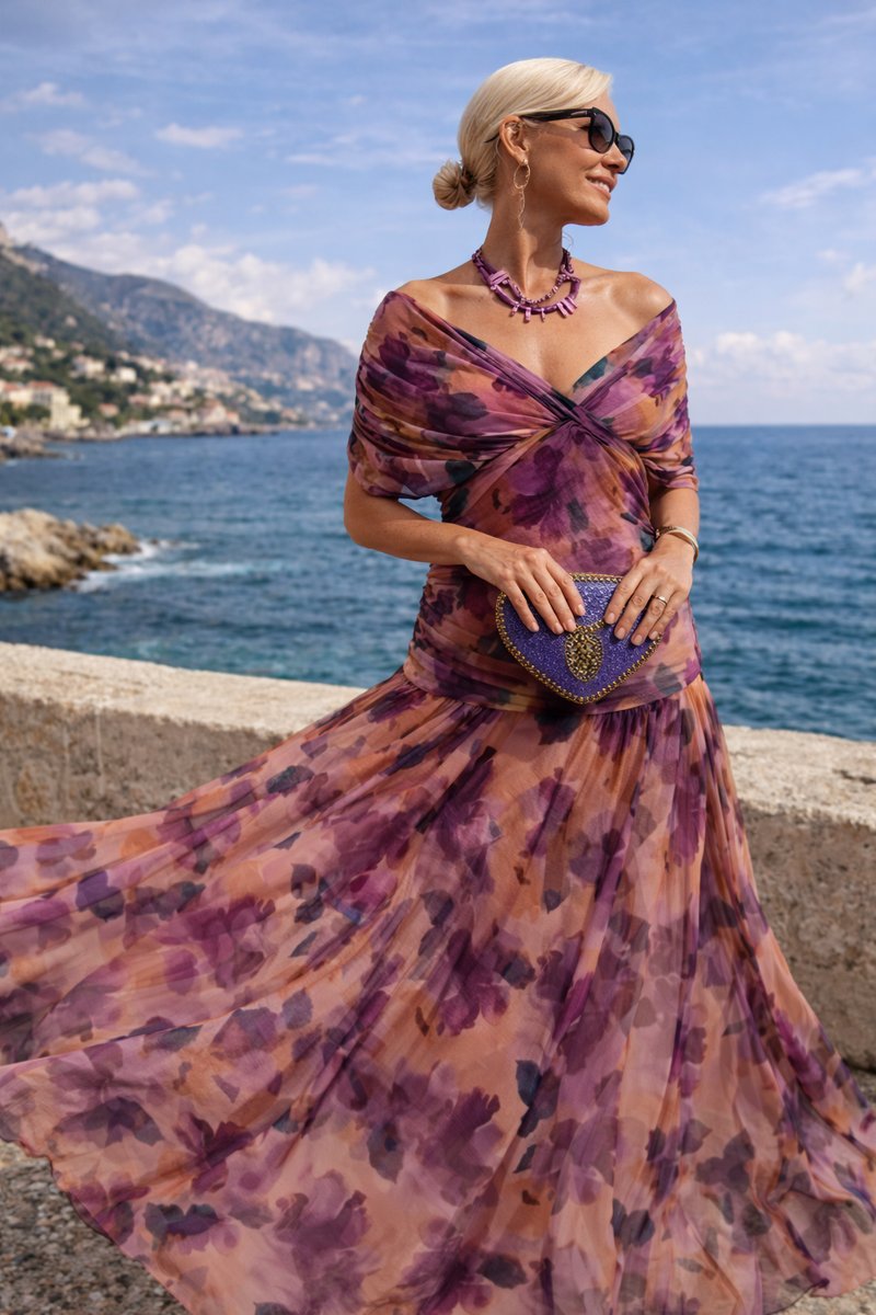 Women's Floaty Chiffon V-Neck Occasion Maxi Dress