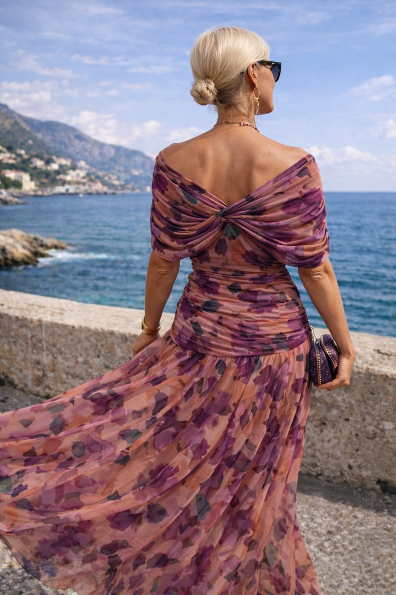 Women's Floaty Chiffon V-Neck Occasion Maxi Dress