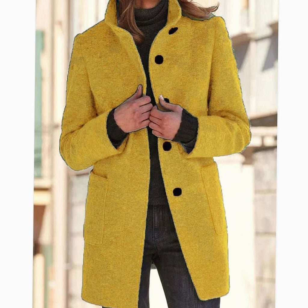 Women's Stand-Collar Button-Through Winter Topcoat