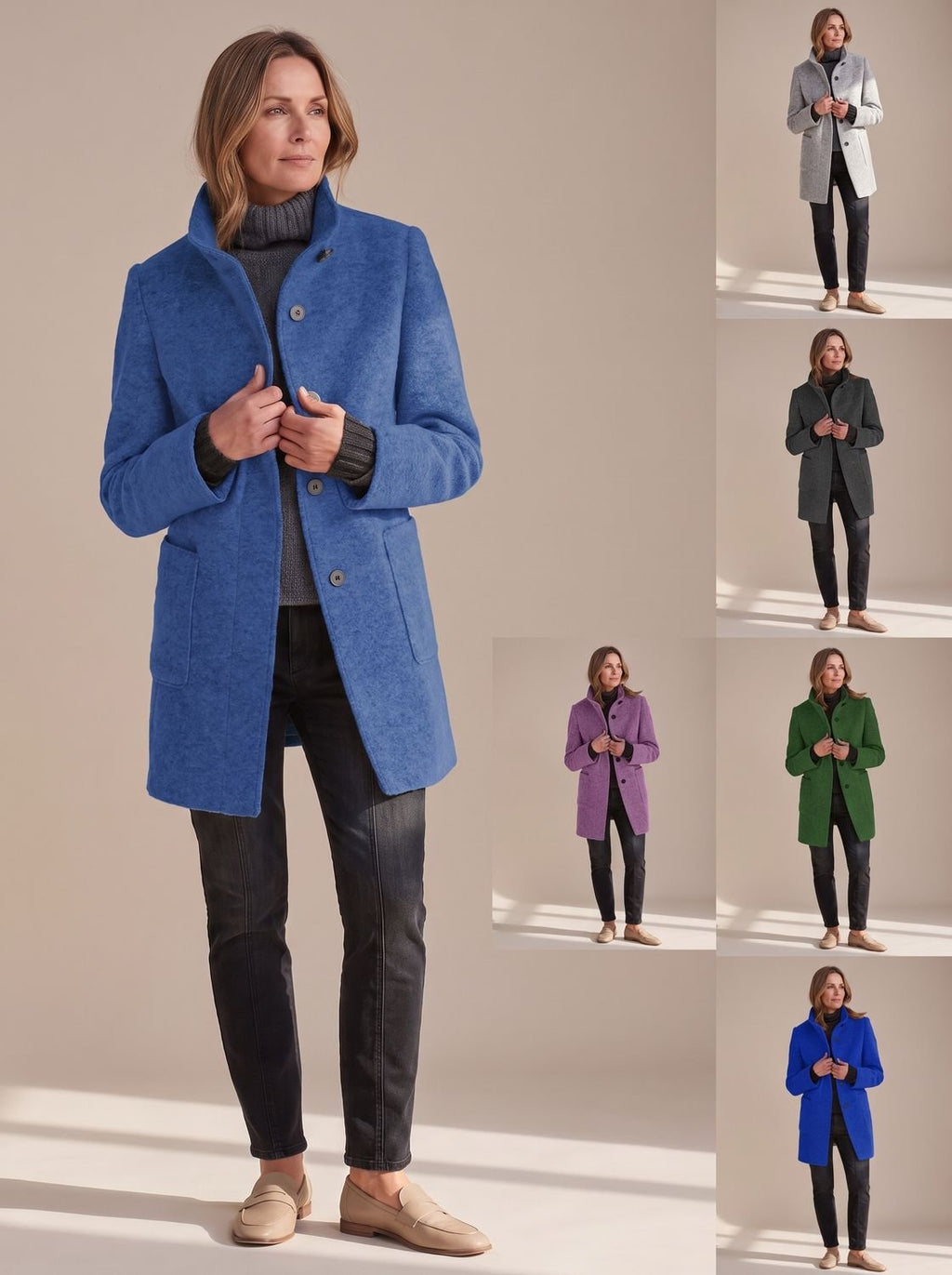 Women's Stand-Collar Button-Through Winter Topcoat