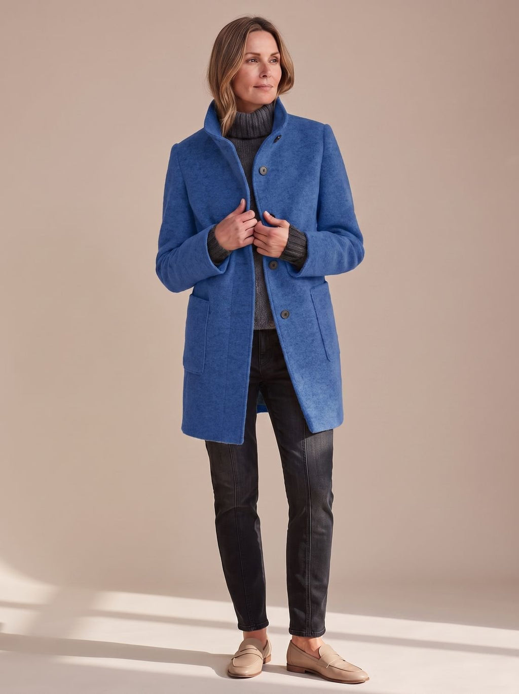 Women's Stand-Collar Button-Through Winter Topcoat
