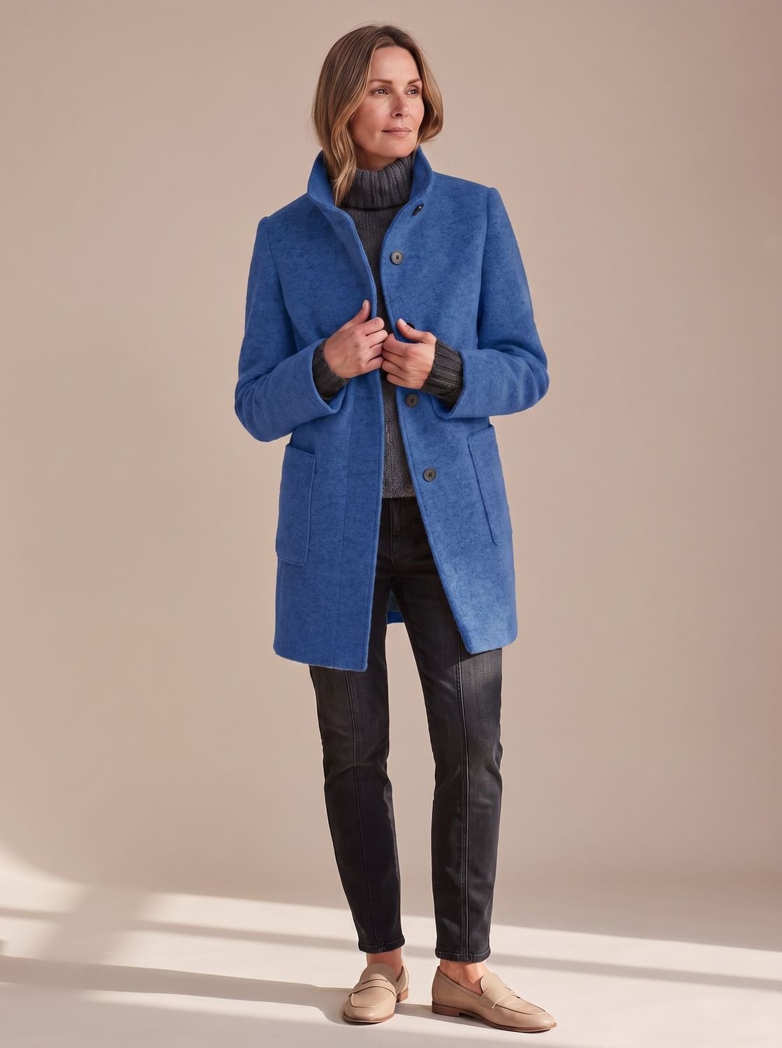 Women's Stand-Collar Button-Through Winter Topcoat