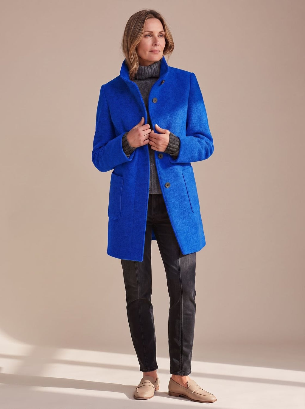 Women's Stand-Collar Button-Through Winter Topcoat