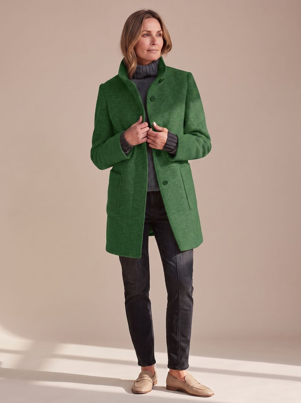 Women's Stand-Collar Button-Through Winter Topcoat