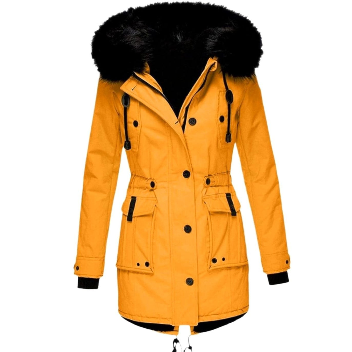 Women's Fitted Faux Fur-Trimmed Hooded Parka