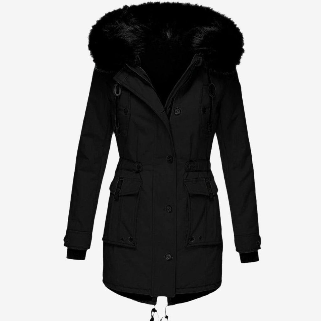 Women's Fitted Faux Fur-Trimmed Hooded Parka