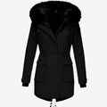 Women's Fitted Faux Fur-Trimmed Hooded Parka
