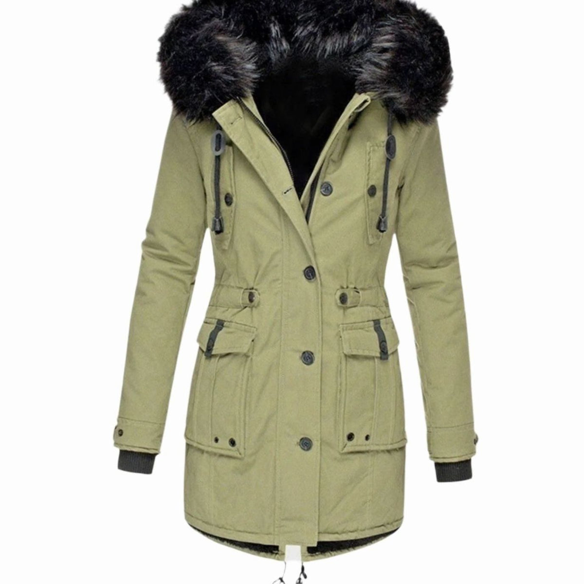 Women's Fitted Faux Fur-Trimmed Hooded Parka
