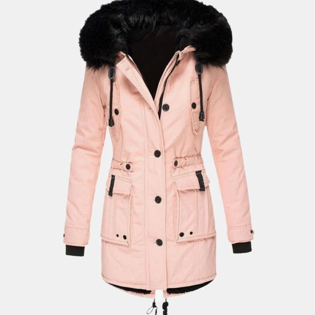 Women's Fitted Faux Fur-Trimmed Hooded Parka