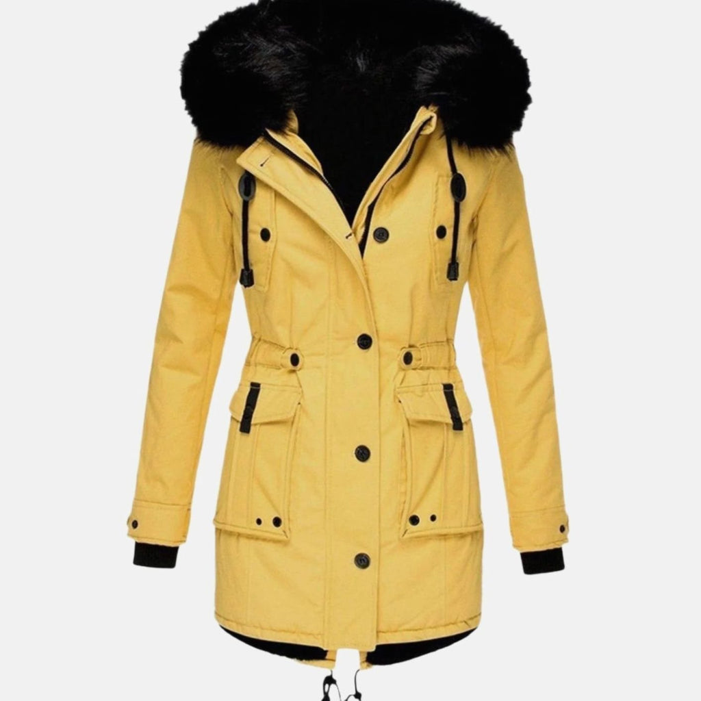 Women's Fitted Faux Fur-Trimmed Hooded Parka