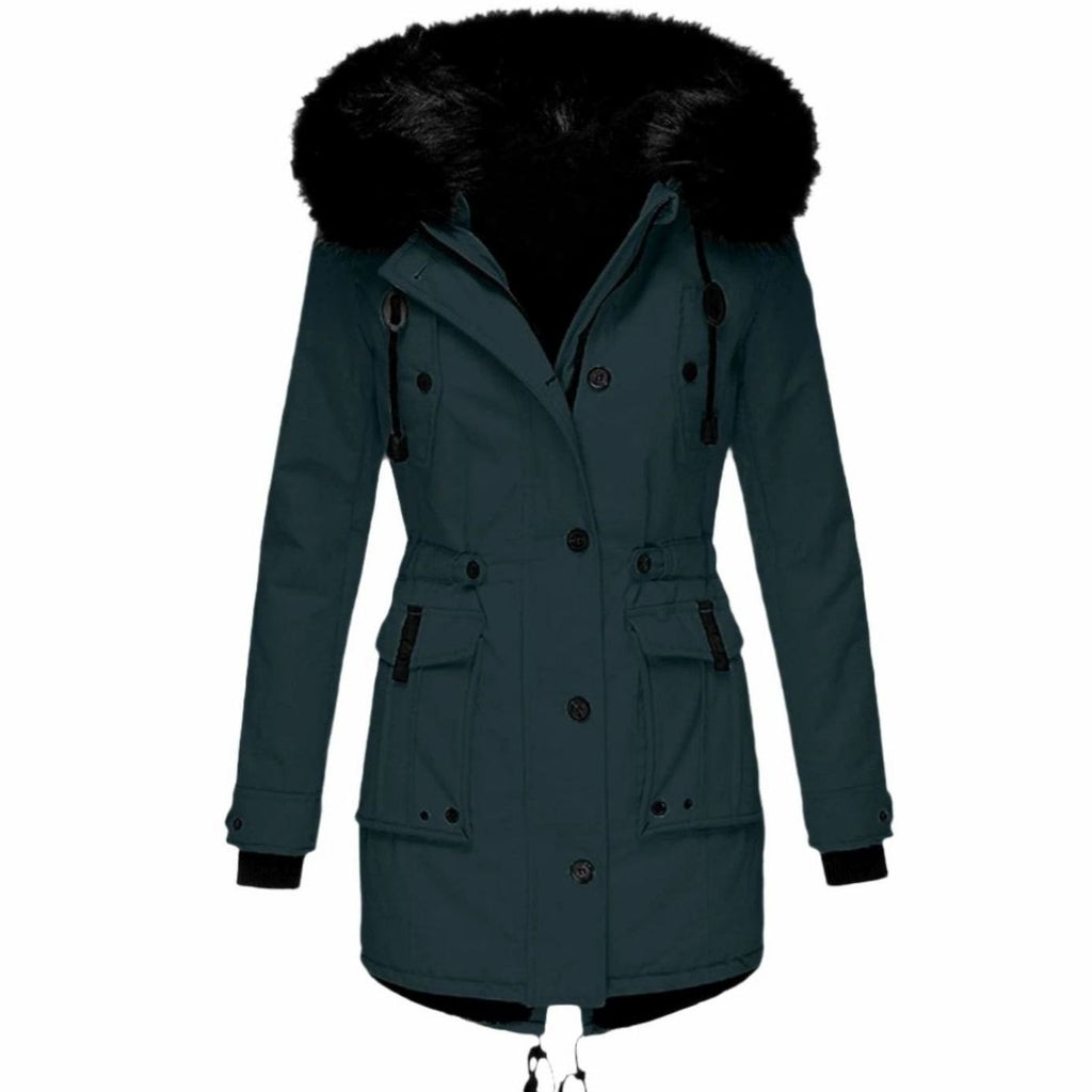 Women's Fitted Faux Fur-Trimmed Hooded Parka
