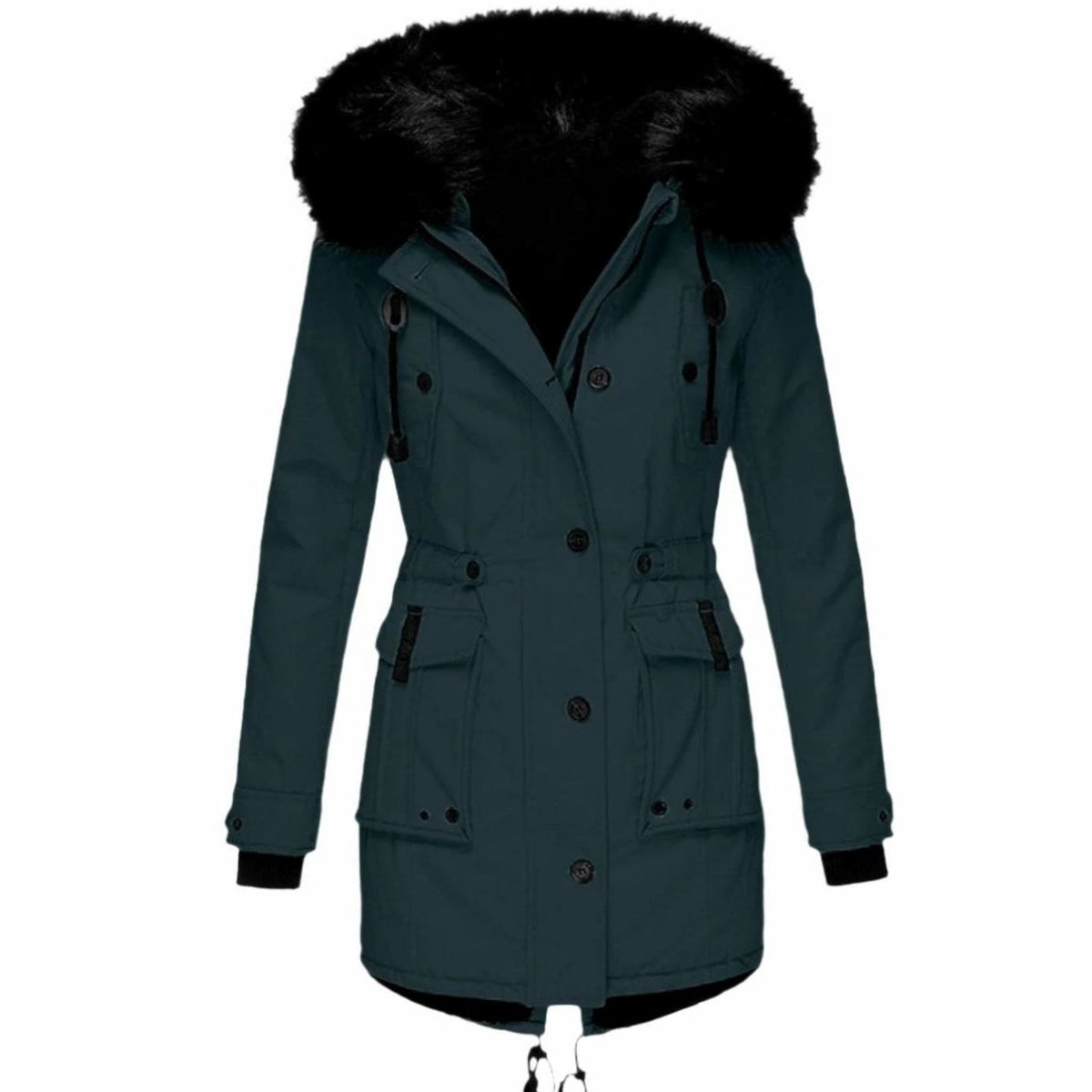 Women's Fitted Faux Fur-Trimmed Hooded Parka