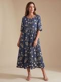 Women's Relaxed-Fit Embroidered Floral Midi Dress