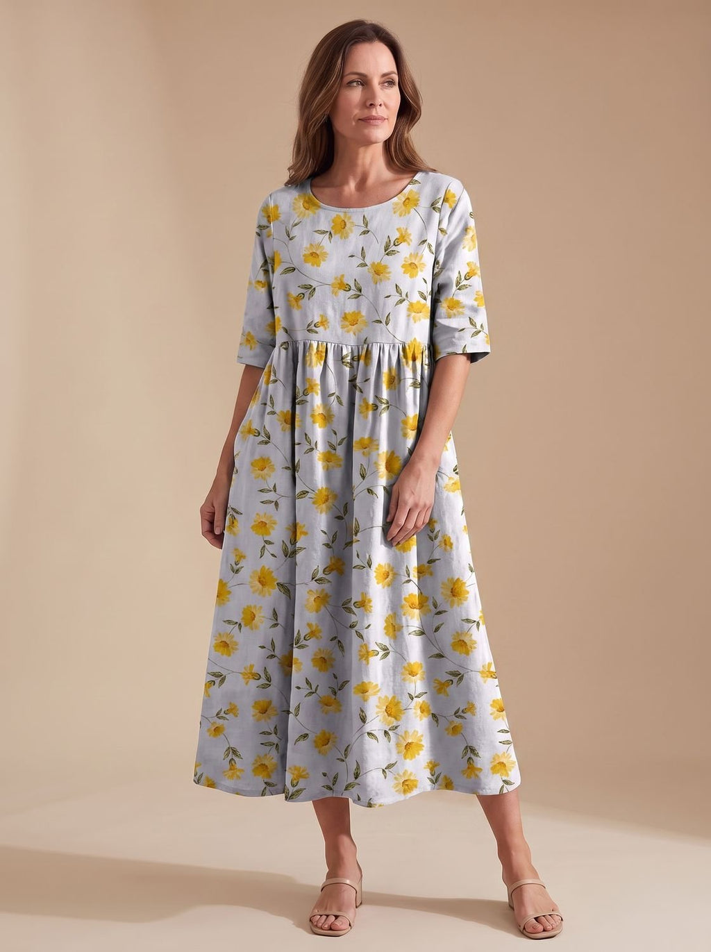 Women's Relaxed-Fit Embroidered Floral Midi Dress