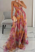 Women's Sleeveless Floral Tulle Maxi Dress
