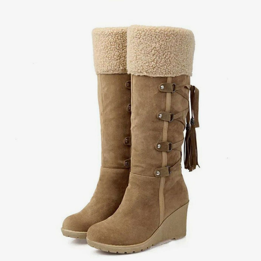 Women's Wedge-Heel Fur-Trim Winter Boots