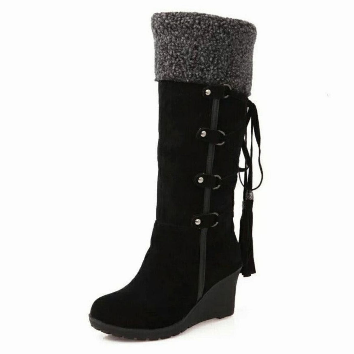 Women's Wedge-Heel Fur-Trim Winter Boots