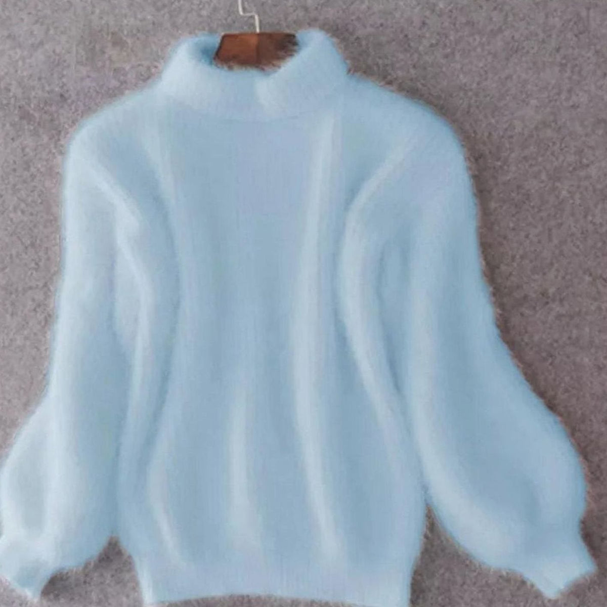 Women's Loose-Knit Fuzzy Angora Polo Neck Pullover