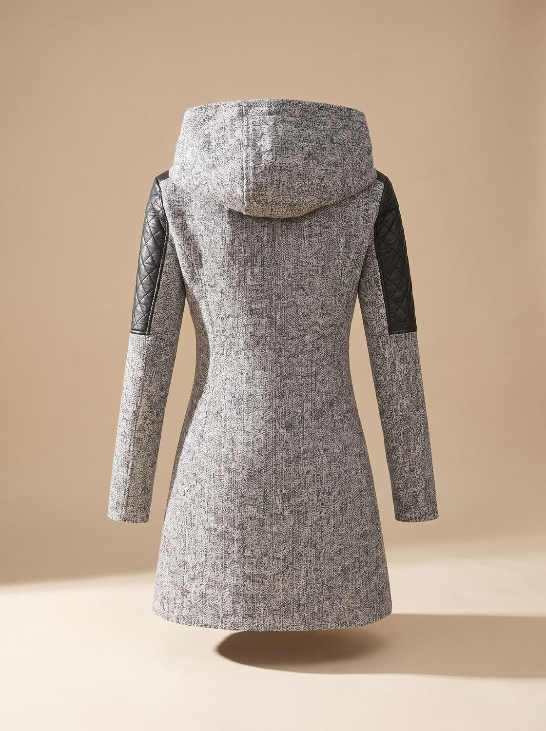 Women's Asymmetric-Zip Quilted-Panel Hooded Coat