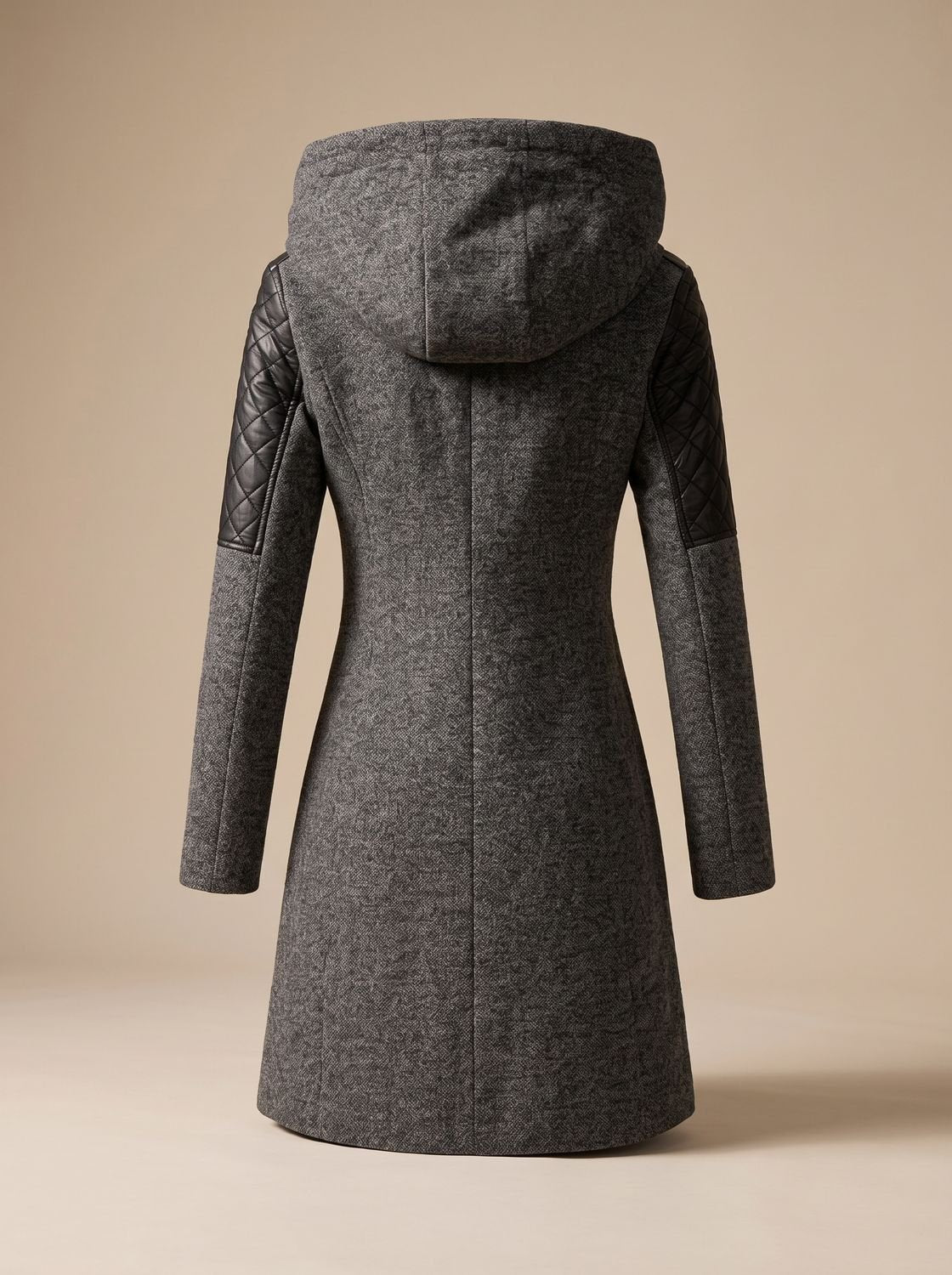 Women's Asymmetric-Zip Quilted-Panel Hooded Coat