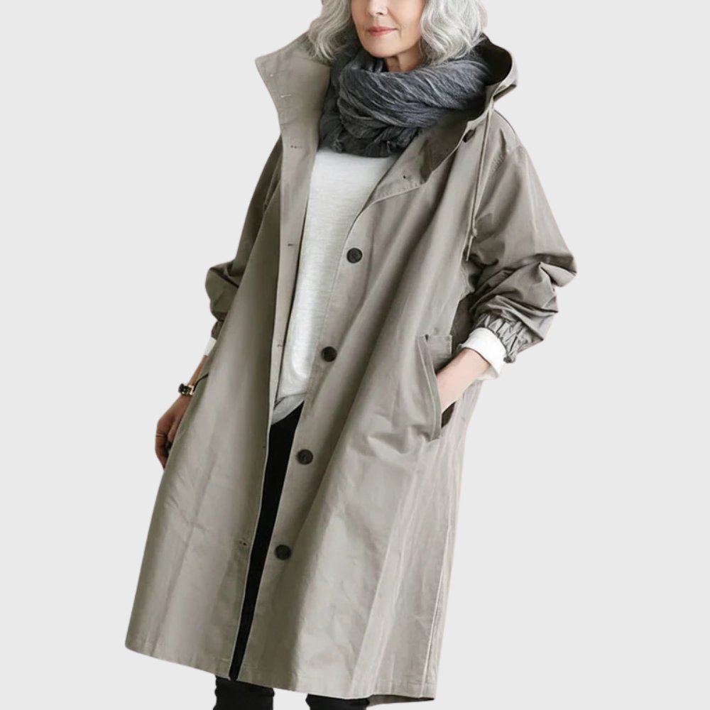 Women's Relaxed Longline Hooded Waterproof Trench