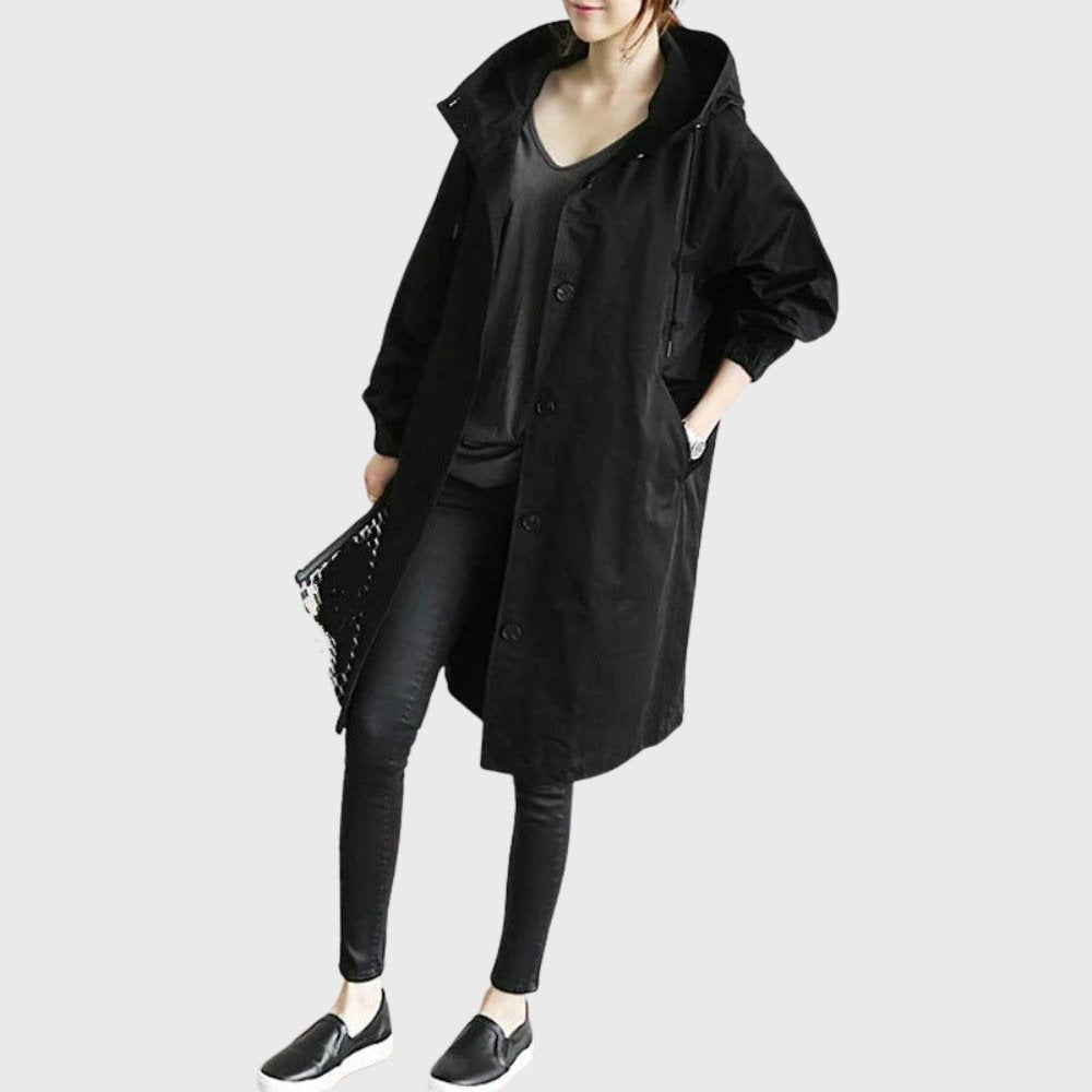 Women's Relaxed Longline Hooded Waterproof Trench