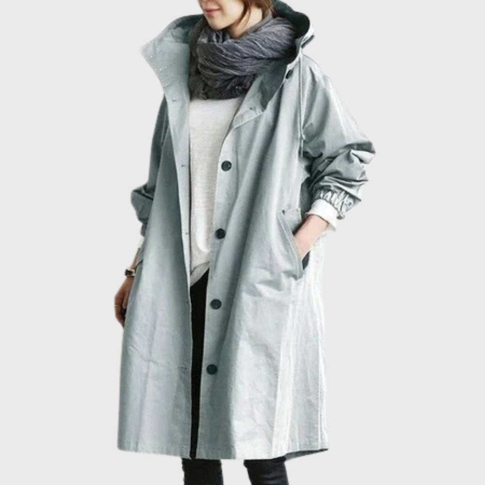 Women's Relaxed Longline Hooded Waterproof Trench