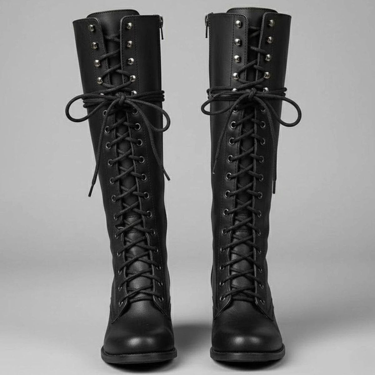 Women's Studded Lace-Up Knee-High Boots