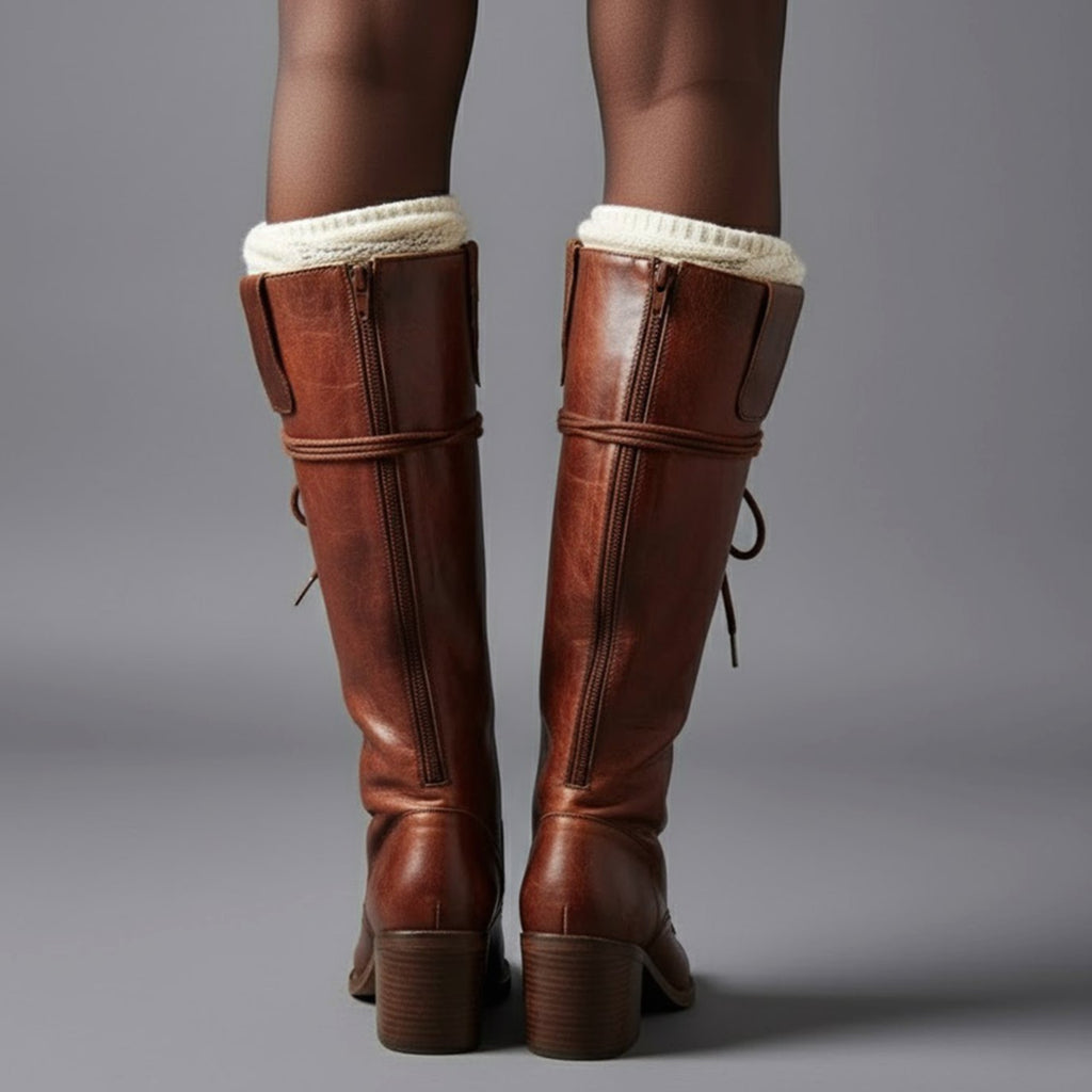 Women's Studded Lace-Up Knee-High Boots