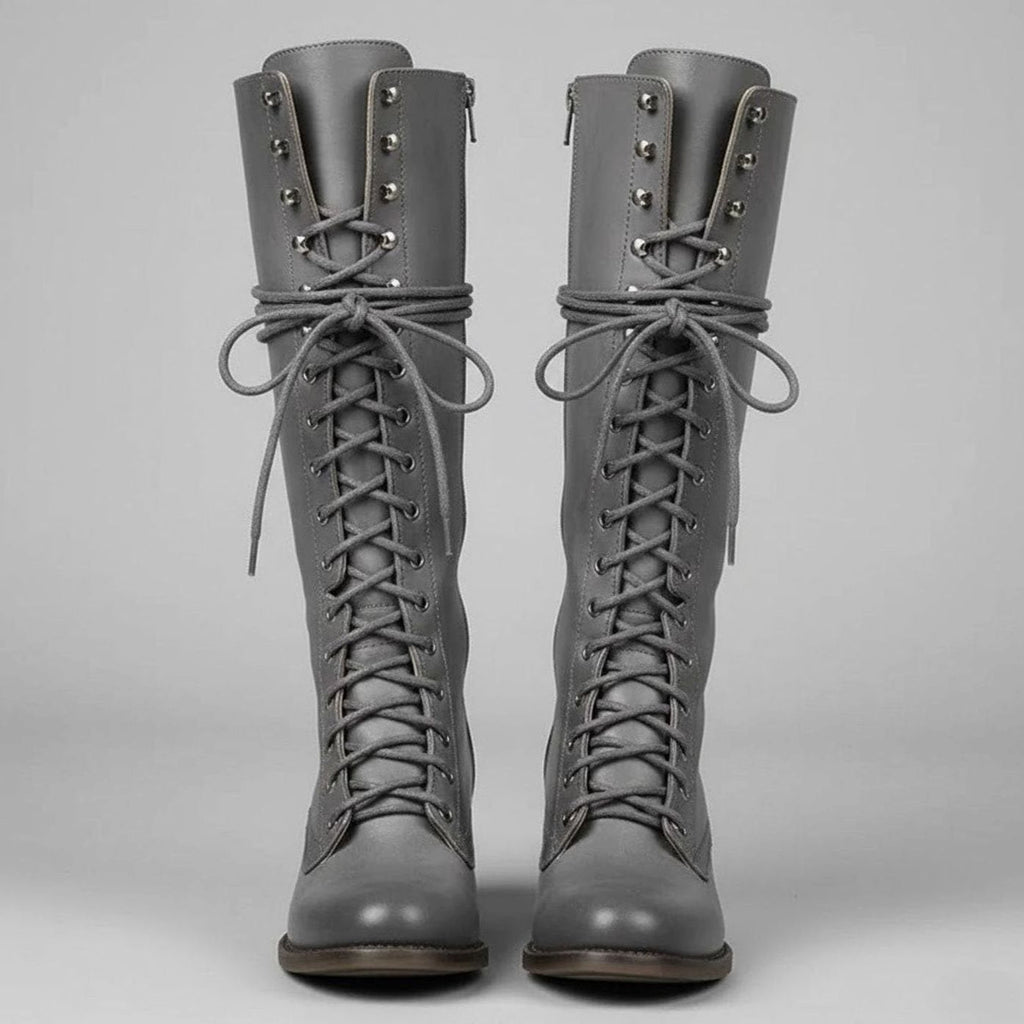 Women's Studded Lace-Up Knee-High Boots