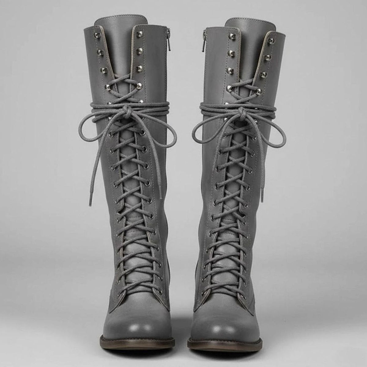 Women's Studded Lace-Up Knee-High Boots
