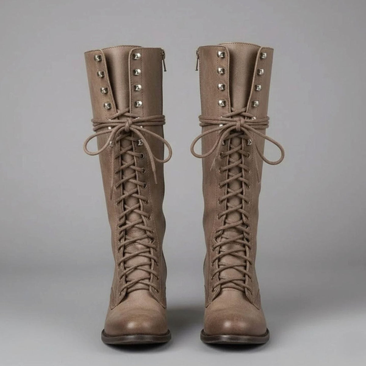 Women's Studded Lace-Up Knee-High Boots