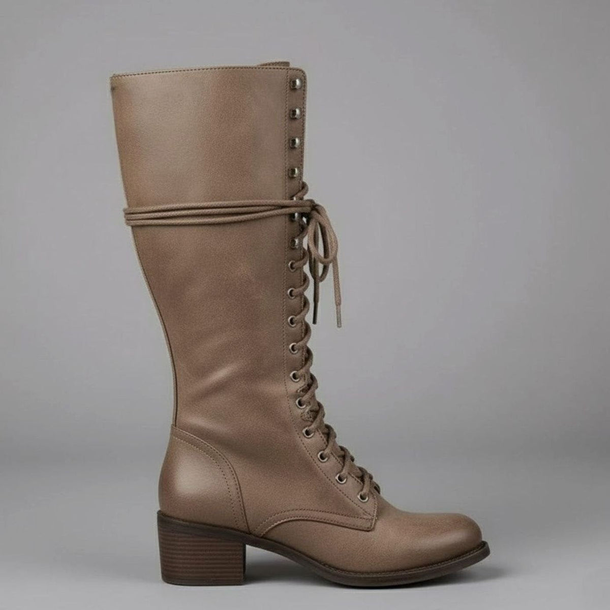 Women's Studded Lace-Up Knee-High Boots