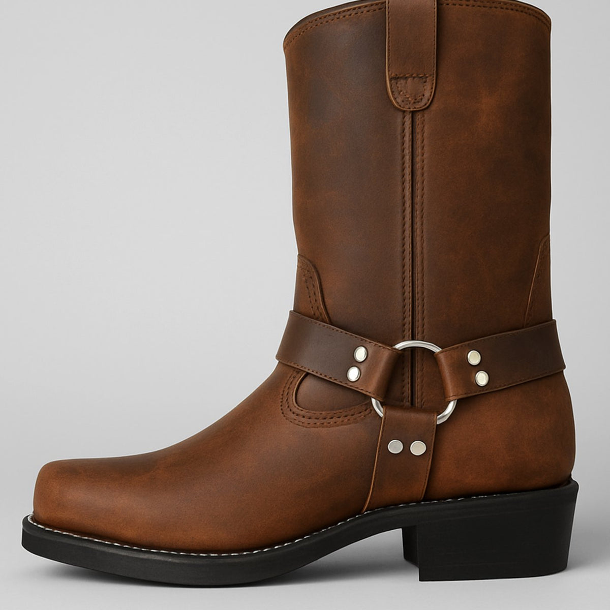 Women's Harness Ring Leather Pull-On Western Boots