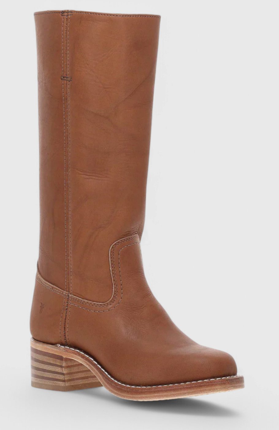 Women's Knee-High Leather Boots with Stacked Heel