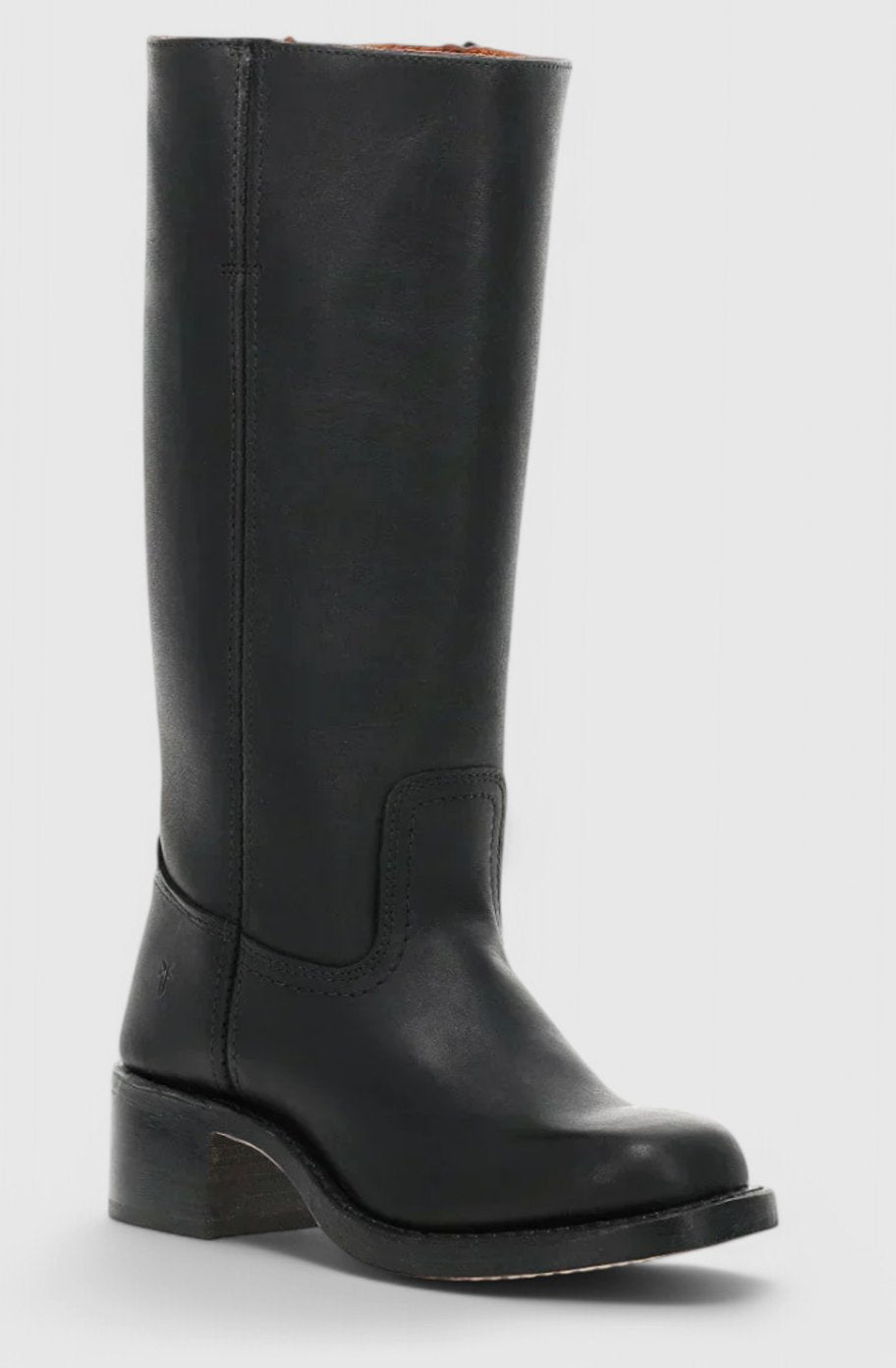Women's Knee-High Leather Boots with Stacked Heel