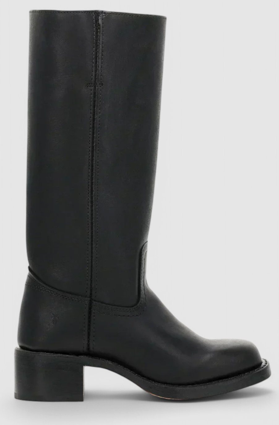 Women's Knee-High Leather Boots with Stacked Heel