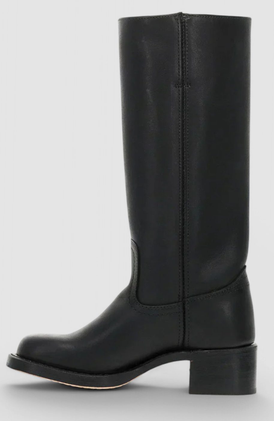 Women's Knee-High Leather Boots with Stacked Heel