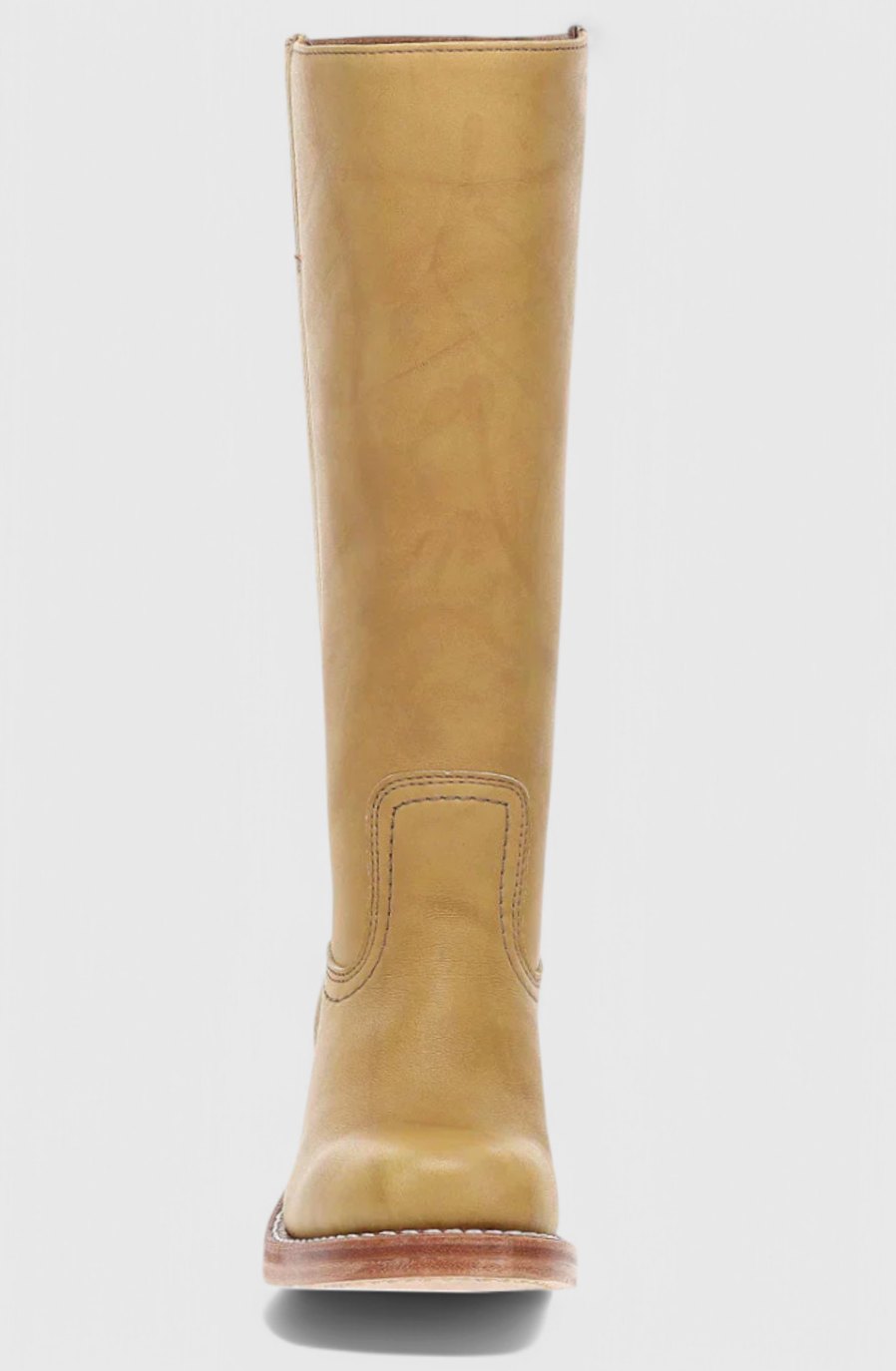Women's Knee-High Leather Boots with Stacked Heel