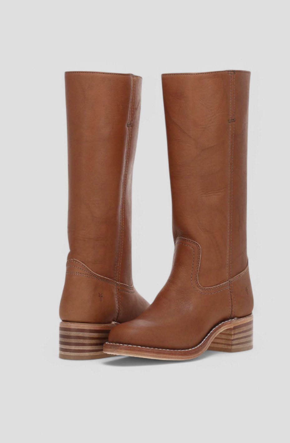 Women's Knee-High Leather Boots with Stacked Heel