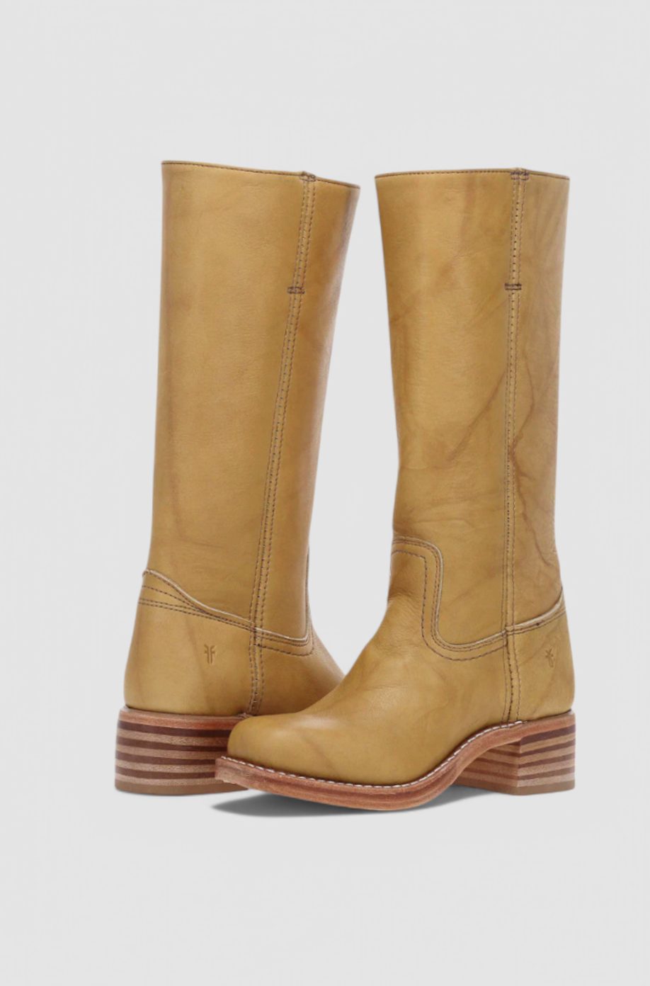 Women's Knee-High Leather Boots with Stacked Heel
