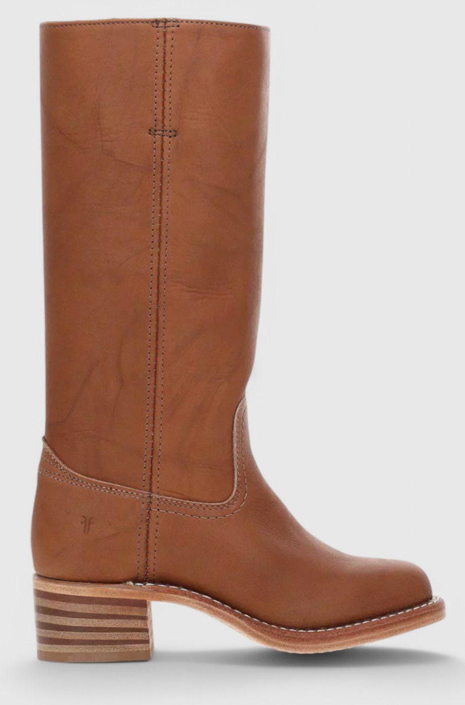 Women's Knee-High Leather Boots with Stacked Heel